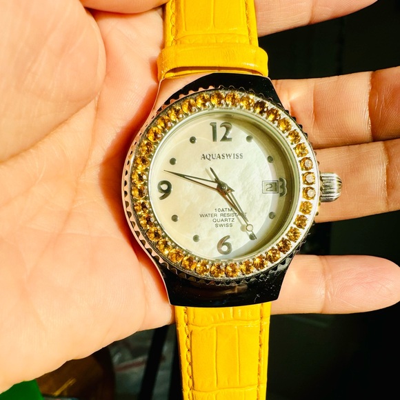 AquaSwiss Watch Swiss Quartz Movement with Yellow Citrines - Picture 3 of 9